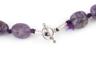 Nagyméretű, díszes, ametisztes nyaklánc, h: 88 cm