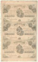 1852. 5Ft "Kossuth bankó" kitöltetlen "D","E","F" hármas ívb...