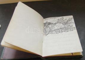 Díszes jegyzetfüzet a századfordulóról, teleírva és sok képpel, rajzokkal