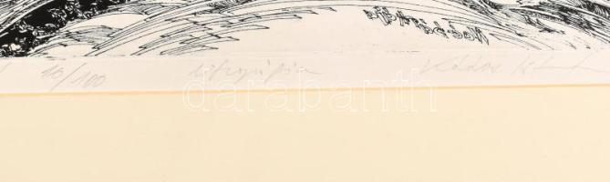 Kádas István (1941-): Noé bárkája, 1981. Litográfia, papír, jelzett, számozott (16/100), AP nyomat. ...