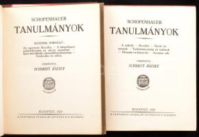 Schopenhauer, [Arthur]: Tanulmányok. I-II. köt. Ford.: Schmidt József. Bp., 1924, Pantheon (Globus-ny.), 235+(1) p., 242+(1) p. Kiadói egészvászon-kötés, jó állapotban, a borítón minimális kopással.