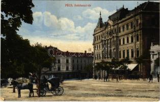 1918 Pécs, Széchenyi tér, Takarékpénztár, Tauszig Ármin üzlete (EK)
