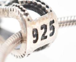 Ezüst(Ag) kígyó nyaklánc lila köves medállal, jelzett, h: 44 cm, bruttó: 8 g