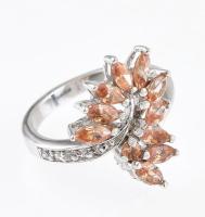 Ezüst(Ag) narancssárga köves gyűrű, jelzett, méret: 54, bruttó: 4,3 g