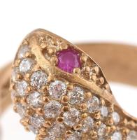 Aranyozott ezüst(Ag) kígyós gyűrű, jelzett, méret: 55, bruttó: 5,9 g