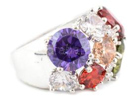 Nataliya V. Collister nagyméretű design koktélgyűrűje szivárványszínű (15db) kerek, briliáns csiszol...