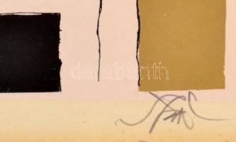 Szász Endre (1926-2003): Szürrealista jelenet. Szitanyomat, papír, jelzett, számozott (29/100), üveg...