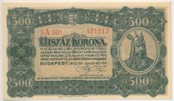 1923. 500K 5A 001 421213, Magyar Pénzjegynyomda Rt. Budapest nyomdahely jelöléssel T:III szép papír Adamo K34
