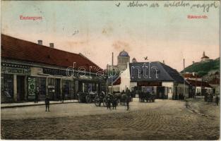 1912 Esztergom, Rákóczi tér, Patriasz Zsigmond, Kaszás L. és fia, Weisz András és Marosi József, Grószner B. üzlete és saját kiadása (fl)