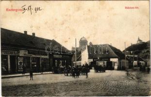 1912 Esztergom, Rákóczi tér, Patriasz Zsigmond, Kaszás L. és fia, Weisz András és Marosi József, Grószner B. üzlete és saját kiadása (fl)