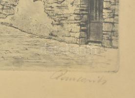 Paulovits Pál (1892-1975): Szentendre. Rézkarc, papír, jelzett, üvegezett fakeretben, 19×28 cm