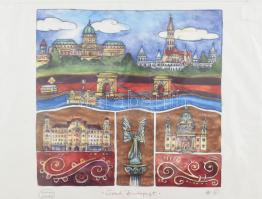 cca 2010-2020 Takács Ildikó (?-): Grand Budapest. Nyomat, papír, jelzett, 26,5×27,5 cm