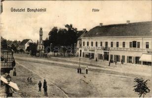 1913 Bonyhád, Fő tér, Eppel József, Lábos József üzlete, szálloda. W.L. Bp. Hoffer József kiadása (szakadás / tear)