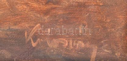 Kolozsváry Endre (1901-?): Pásztortűz, 1940 körül. Olaj, vászon, jelzett. Dekoratív, sérült fakeretb...