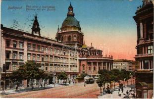 1914 Budapest VI. Váci körút (Bajcsy-Zsilinszky út) a Bazilikával, villamos (fa)