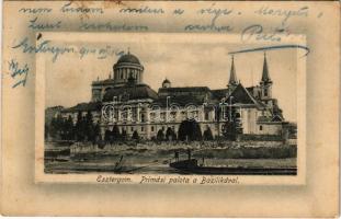 1914 Esztergom, Prímási palota a Bazilikával. Major István kiadása (fl)