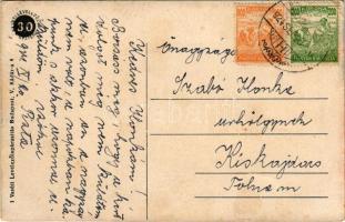 1924 Esztergom, Széchenyi utca, Takarékpénztár, piac, Deutsch üzlete. Vasúti levelezőlapárusítás 1. ...