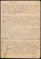 cca 1945 Régi füzet, benne receptekkel és rajzokkal, kissé viseltes