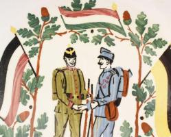 cca. 19117-18. Jelzés nélkül. Hazafias tartalékos, I. világháborús katonák 1914/17. Kézzel festett p...