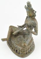 Jelzés nélkül: Szaraszvati a tudás hindu istennője. Öntött, patinázott bronz. m: 34 cm