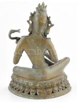 Jelzés nélkül: Szaraszvati a tudás hindu istennője. Öntött, patinázott bronz. m: 34 cm