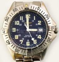 1996 Breitling quartz karóra, acél szíjjal, jelzett, eredeti sérült dobozban, papírokkal. Nem jár, n...