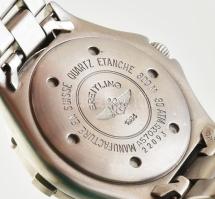 1996 Breitling quartz karóra, acél szíjjal, jelzett, eredeti sérült dobozban, papírokkal. Nem jár, n...
