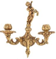 Figurális gyertyatartó és ruhafogas egyben, tűziaranyozott bronz, szép állapotban, 18x16 cm