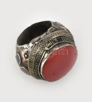 Antik filigrán afgán nomád gyűrű, zománcozott, fém, m:63