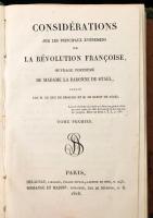 Stael Madame La Baronne de- : Considérations sur les principaux évenements de la Révolution Français...