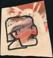 Gazsi bácsi 1986 jelzéssel: A-Kós Károly I/I. Vegyes technika, papír. A művész ajándékozási sorával, szakadással, 22,5x21 cm