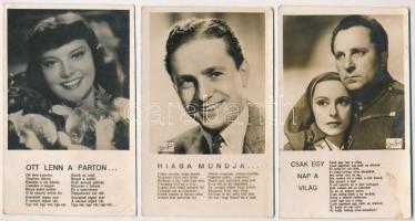 5 db RÉGI motívum képeslap: magyar színészek és színésznők / 5 pre-1945 motive postcards: Hungarian actors and actresses