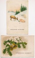 12 db RÉGI motívum képeslap: ünnepi üdvözlőlapok / 12 pre-1945 motive postcards: holiday greeting ca...