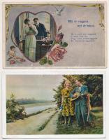 12 db RÉGI képeslap: romantikus szerelmespárok / 12 pre-1945 postcards: romantic lovers, couples