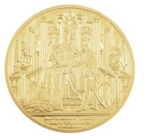DN "Magyar Aranyóriások - Ferenc József és Erzsébet házassági érme 1854" aranyozott Cu utá...