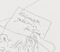 Szász Endre (1926-2003): Varázsló. Ceruza, karton, jelezve jobbra lent, középen Szász Endre autográf...