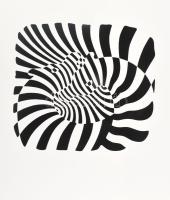 Victor Vasarely (1908-1997): Zebrák. Szitanyomat, papír, jelzés nélkül, 27,5x31 cm / Victor Vasarely (1908-1997): Zebras. Serigraphy on paper, unsigned