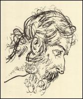 Vaszary János (1867-1939): Arckép. Ofszet, papír, jelzés nélkül. 42x30 cm