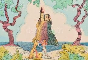 Jelzés nélkül: 6 db mese illusztráció. Akvarell, karton. 20x15 cm