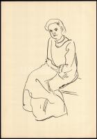 Vaszary János (1867-1939): Ülő hölgy. Ofszet, papír, jelzés nélkül. 42x30 cm