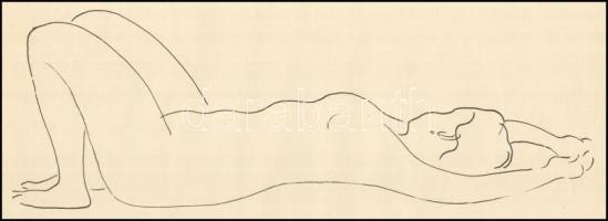 Vaszary János (1867-1939): Fekvő hölgy. Ofszet, papír, jelzés nélkül. Lap széle kissé sérült. 30x42 ...