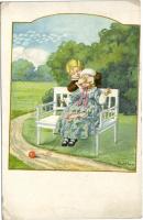 1927 Children art postcard. M. M. Nr. 1263. s: Pauli Ebner (EK)