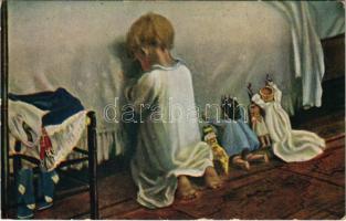 1917 Gebet / Children art postcard, praying. M.J.S. 010. s: Sigsbee (EK)