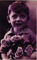 1929 Boy with flowers. Fotocelero 1153. (fl)
