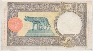 Olaszország 1943. május 17. 50L "M1032 2724" T:III,III- kis szakadás, ceruzás firka
Italy...