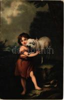 St. John and the Lamb. National Gallery, London. Misch & Co.'s "World's Galleries" Series No. 1068. s: Murillo (Rb)