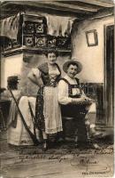 1901 Austrian folklore. Fec. Ch. Scolik, Wien (lyukak / pinholes)