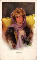 &quot;Nocturne&quot; Lady art postcard. Reinthal &amp; Newman No. 445/6. s: Philip Boileau (EK)