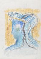 Rác András (1926-2013): Női fej. Kréta, papír, jelzés nélkül. Proveniencia: A művész hagyatéka. 42x29 cm
