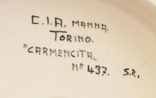 C.I.A. Manna (1930 körül): "Carmencita". Kézzel festett fajansz, jelzett, hibátlan. m: 43 ...